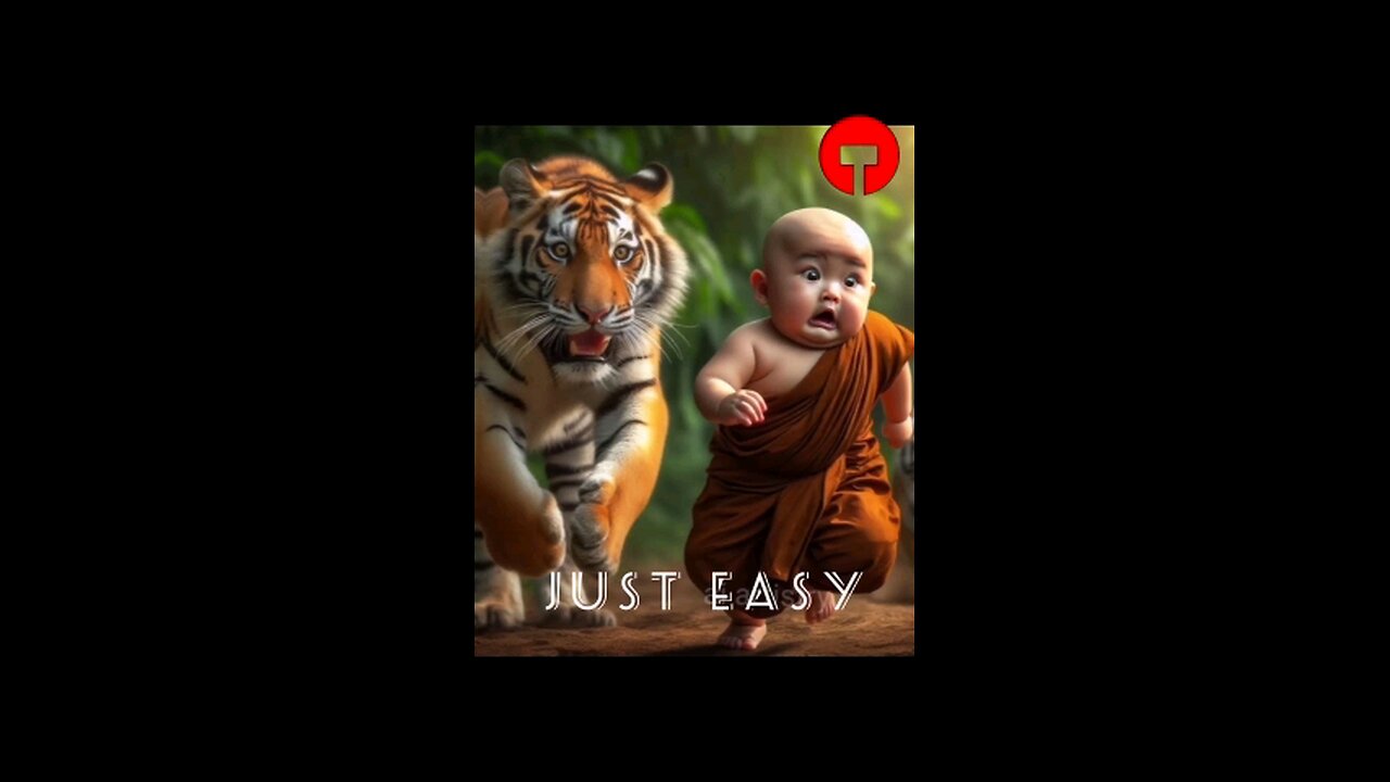 Little Cute monk With Tiger