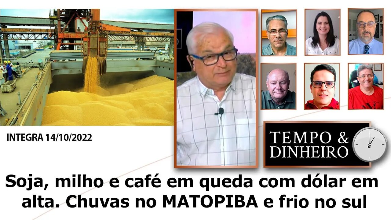 Soja, milho e café em queda com dólar em alta. Chuvas no MATOPIBA e frio no sul