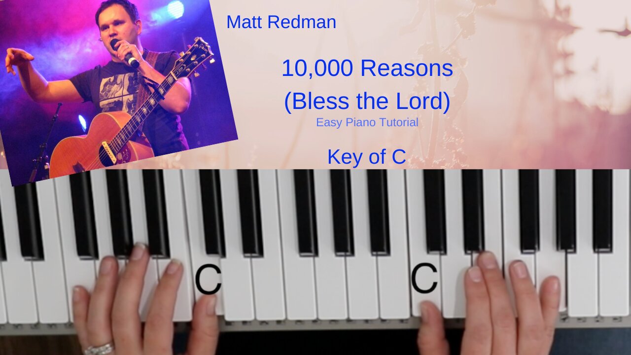 10,000 Reasons -Matt Redman (Key of C)//EASY Piano Tutorial