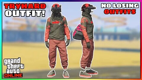 Easy Red Joggers Ripped Wasted Shirt Tryhard Modded Outfit (No Transfer) (GTA Online)