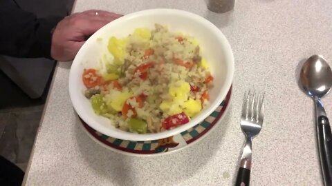 Cauliflower Rice, Mushrooms and Giardiniera Vegetables