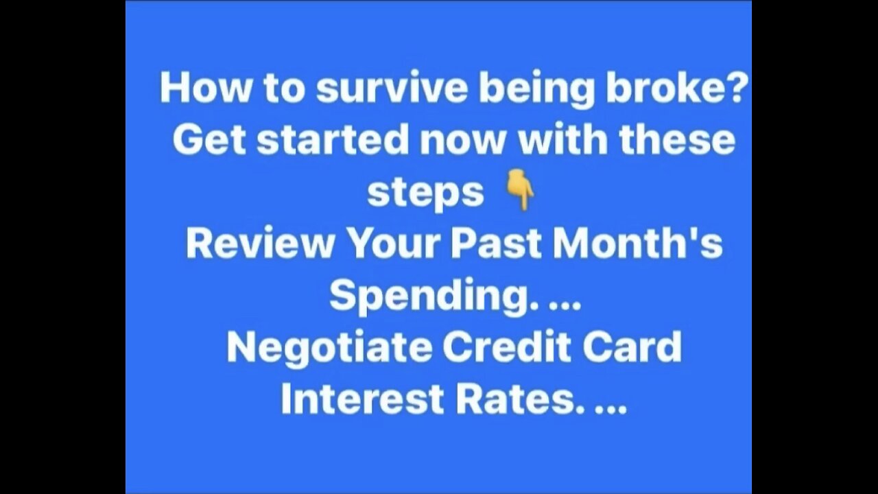 How to Survive Being broke?