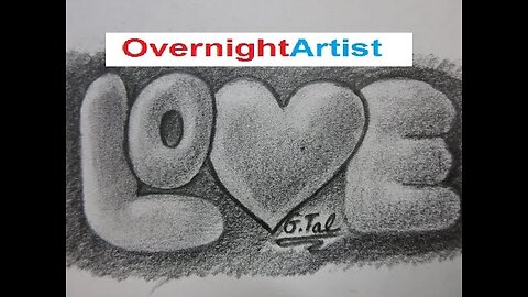 3D Drawings_ Love, Bubble Letters, Pencil, Drawings, Step By Step