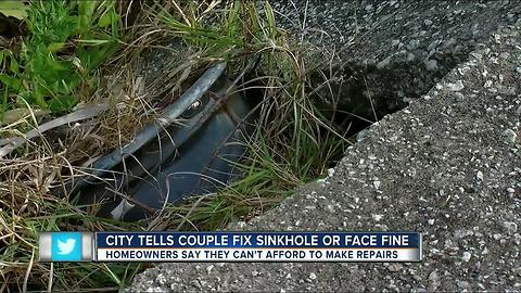 Elderly couple faces stiff fines from Tarpon Springs if sinkhole isn’t fixed