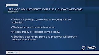 Lee & Collier County service adjustments for the Thanksgiving holiday