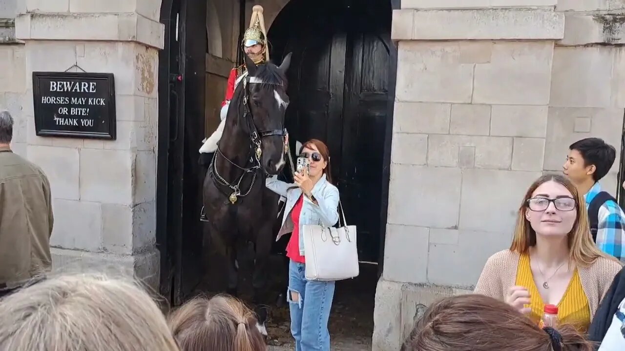 Horse bites her sleave guard tells her to let go of t reins 23 September 2022 #horseguardsparade