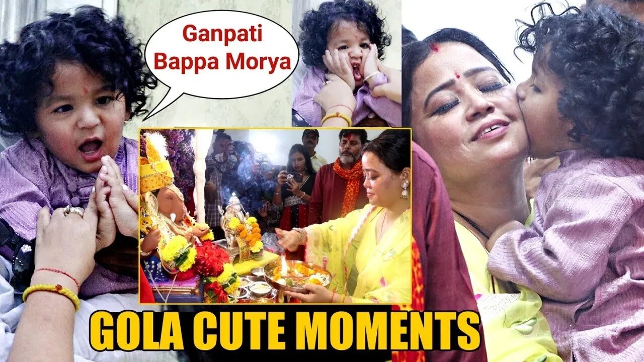 Bharti Singh With Son Golla -Laksh Grand Ganpati Celebration Aarti 2023 Gola Cute Moments 🤩💖📸