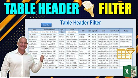 How To Filter Excel Table Data Just By Entering Text In The Header