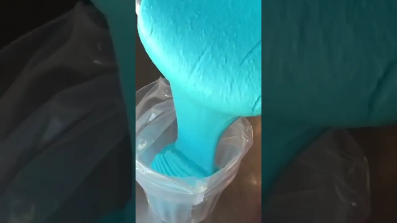 Pouring blue batter