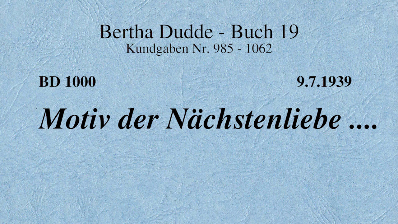 BD 1000 - MOTIV DER NÄCHSTENLIEBE ....