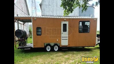 2020 8' x 23' Barbecue Food Concession Trailer with Steel Porch for Sale in Iowa!