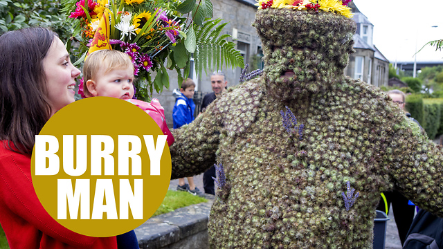 Celebrating the Burryman parade