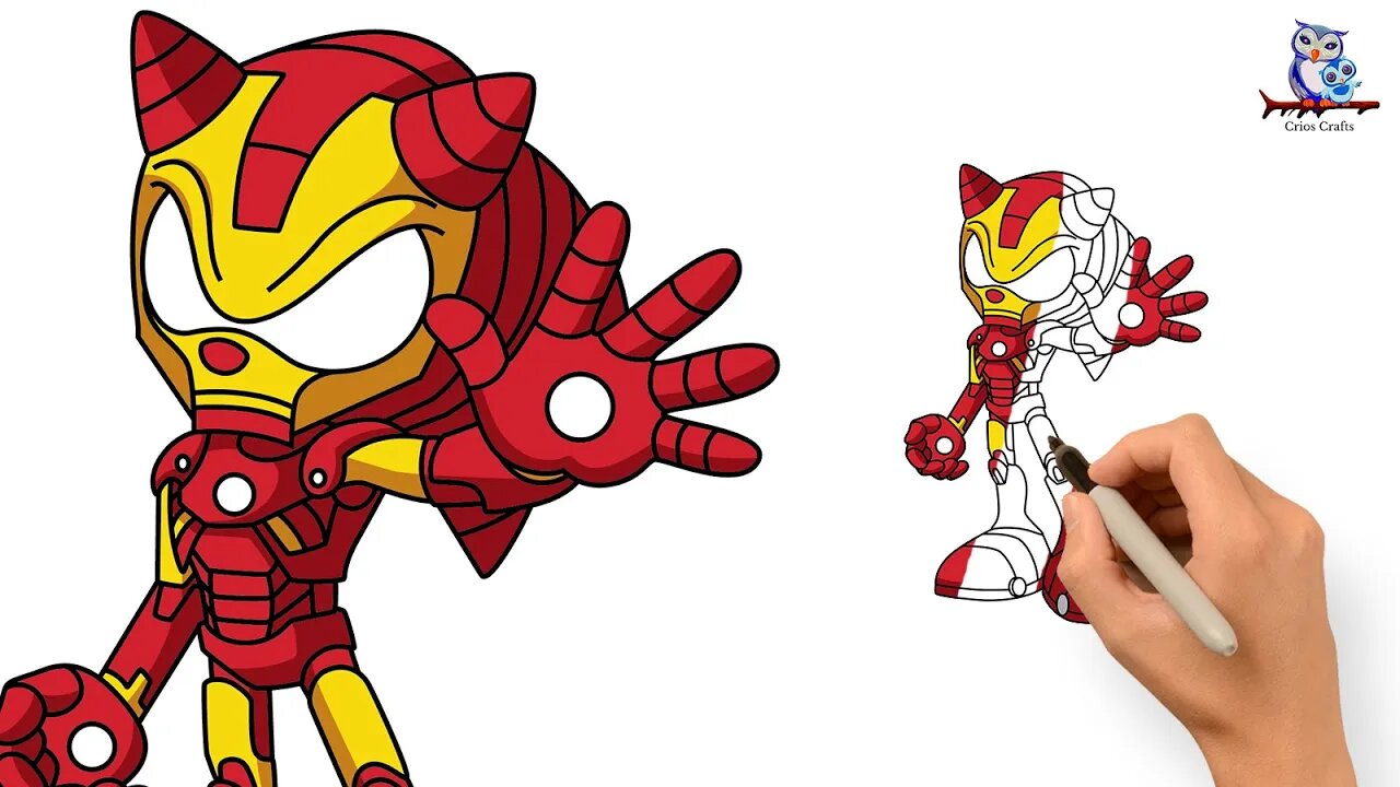 How to Draw Sonic Iron Man Mashup - Art Tutorial