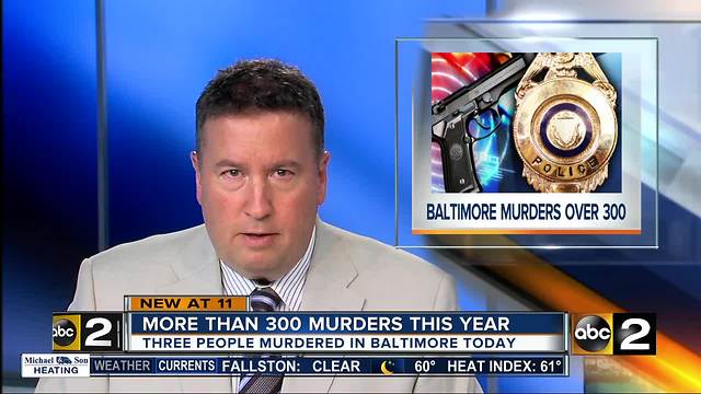 Baltimore's homicide count reaches over 300