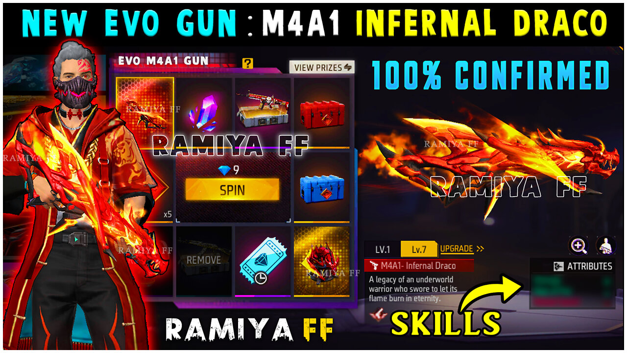 EVO M4A1 FINAL LOOK 🐲 NEXT EVO GUN SKIN FREEFIRE | EVO M4A1 SKIN FREEFIRE | RAMIYA FF