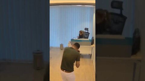 be careful, there is a glass door