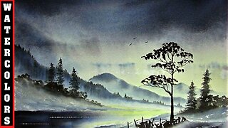 PAINT A MISTY WINTER NIGHT SCENE IN WATERCOLOR