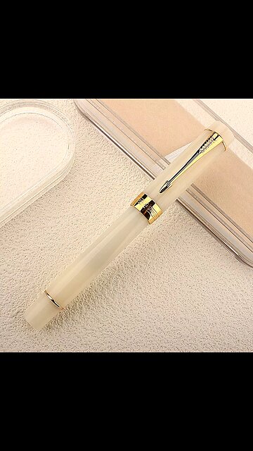 100 Resin Fountain Pen #8 F/M Nib Ivory Color Writing Ink Pens