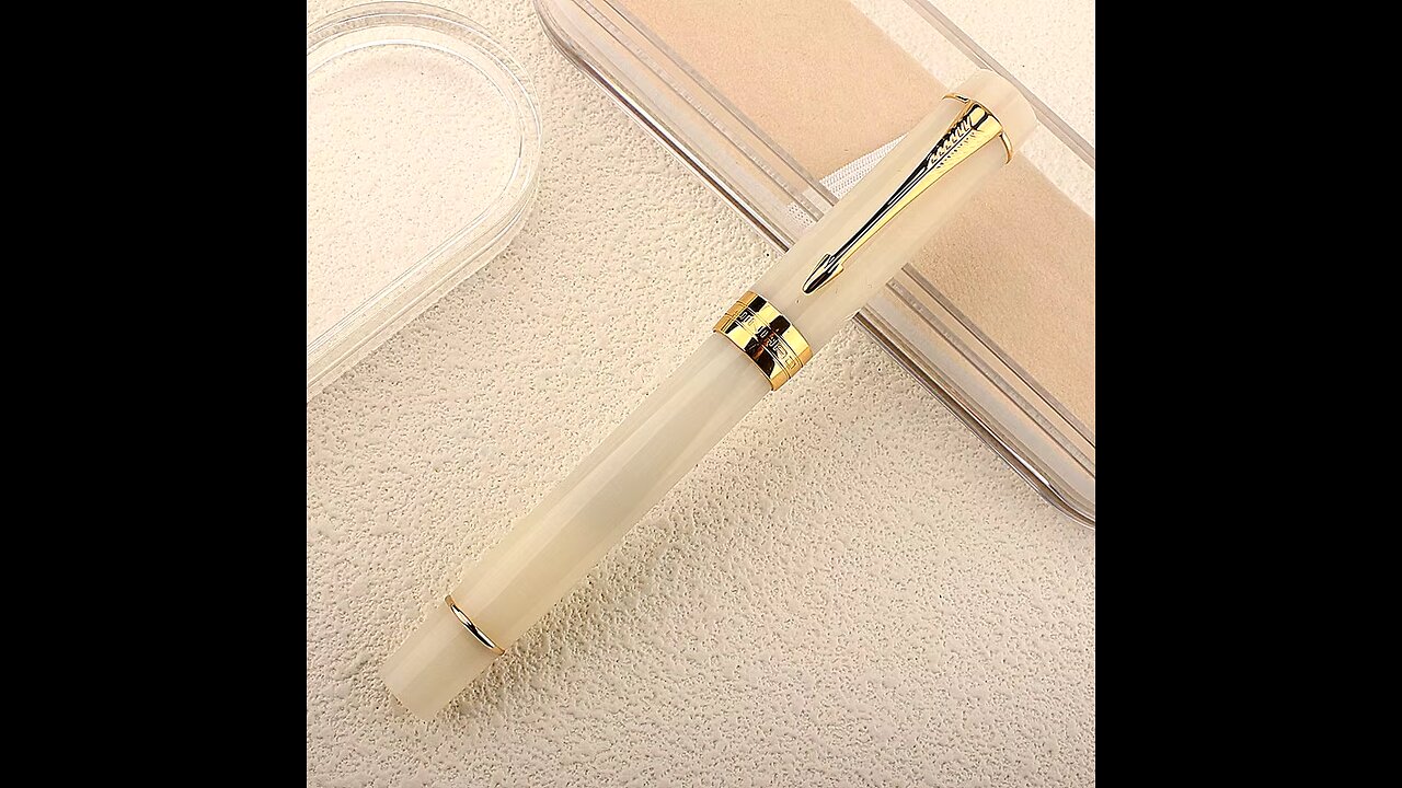 100 Resin Fountain Pen #8 F/M Nib Ivory Color Writing Ink Pens