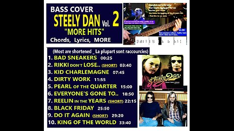 Bass cover STEELY DAN Vol. 2 __ CHORDS real-time, Lyrics, MORE