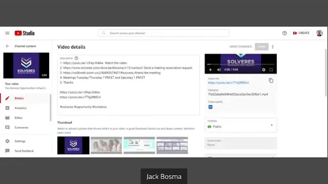 The Solveres Opportunities Virtual Office Page Discussion Event