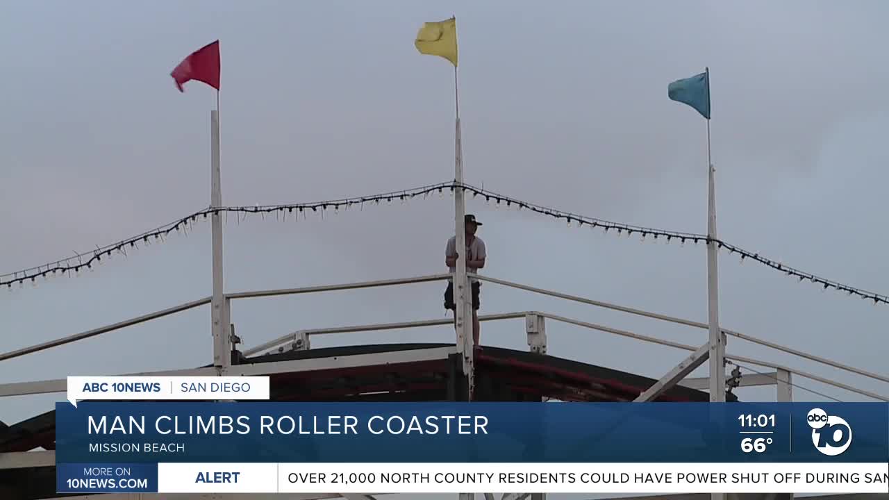 Man climbs Belmont Park rollercoaster