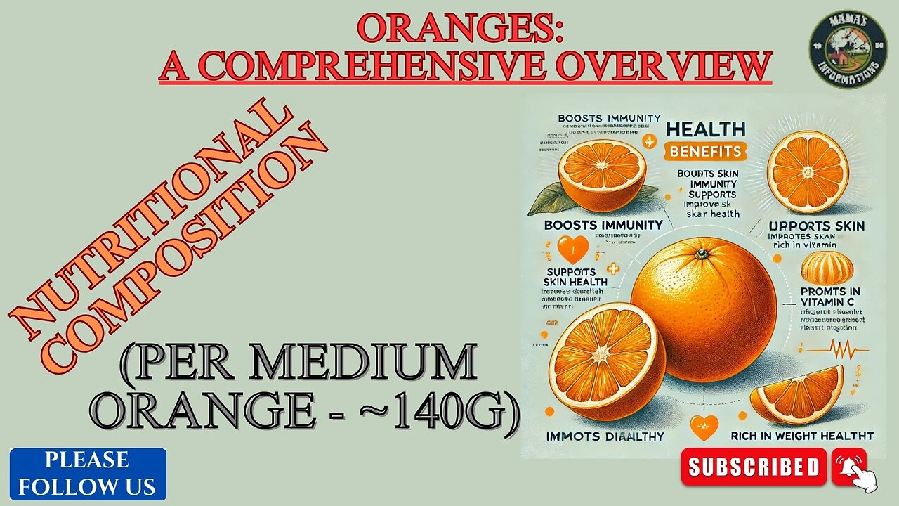 ORANGES: A COMPREHENSIVE OVERVIEW [ NUTRITIONAL COMPOSITION (PER MEDIUM ORANGE - ~140GRAMS)