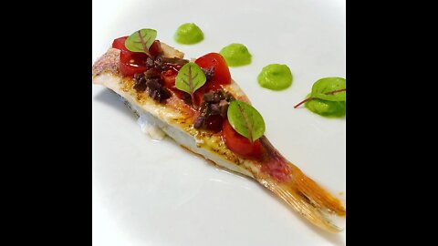 Red fish with red beetroot