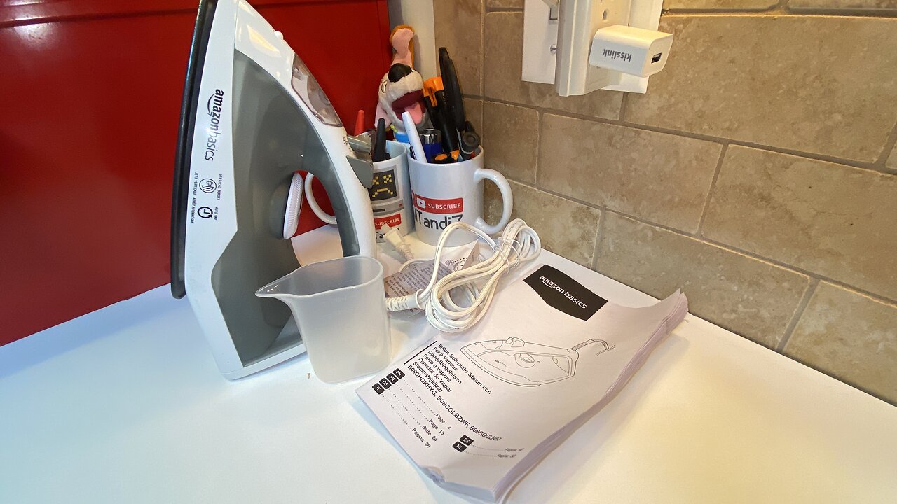 Look at UnBoXing & Unprofessional Review Amazon Basics Teflon Soleplate Steam Iron 1200-Watt, Gray