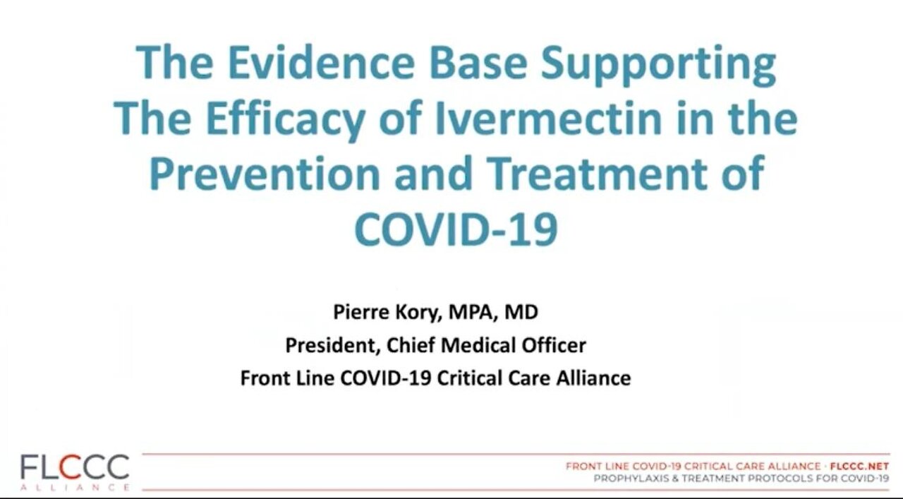 Dr. Pierre Kory presents the evidence base supporting the efficacy of Ivermectin in prevention and