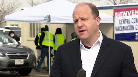 Gov. Polis visits new mass vaccination site in Commerce City