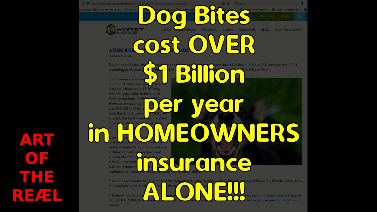 Dog Bites now cost over $1 billion per year in homeowners insurance ALONE