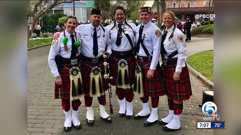 Palm Beach County Fire Rescue's band marches in Savannah's St. Patrick's Day Parade