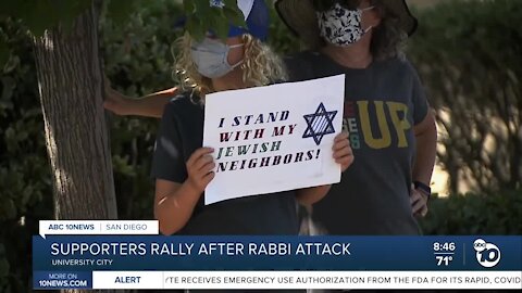 Supporters rally after Rabbi attack