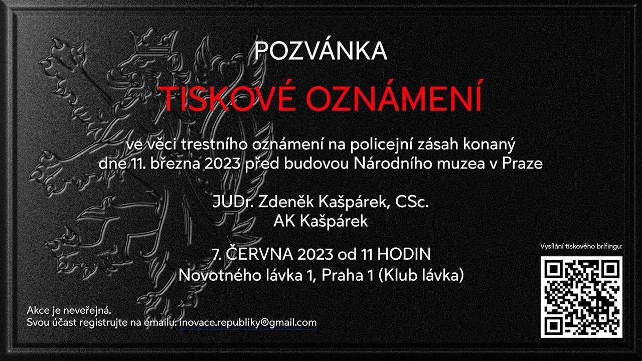 Tisková konference k věci podání trestního oznámení na policejní zásah konané dne 11. 3. 2023