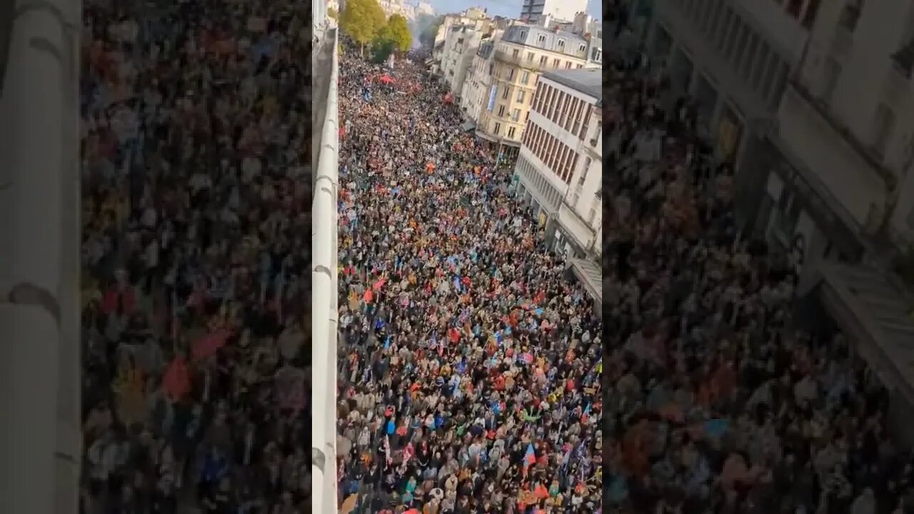 Paris France Massive protest against the Macron and EU policies that are crippling the economy