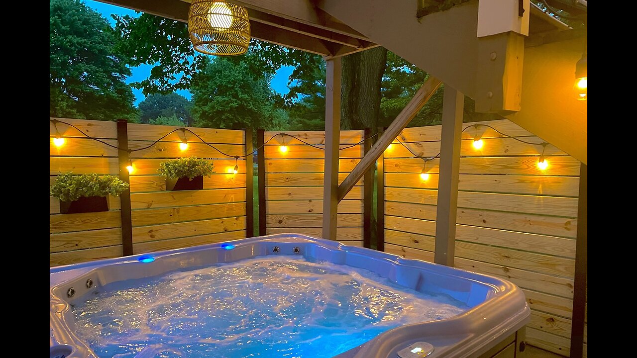 Hot Tub Jacuzzi near a Small Waterfall ASMR 1 hour HD v2
