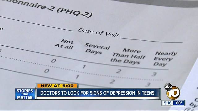 Doctors to screen teens for signs of depression