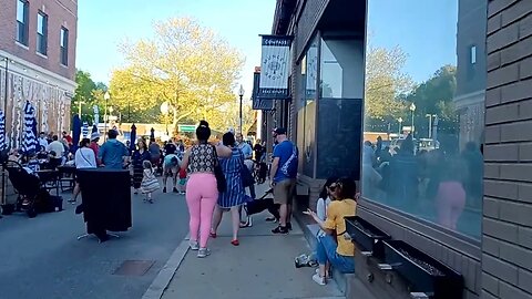 everyone enjoying the outdoors in Roslindale Square