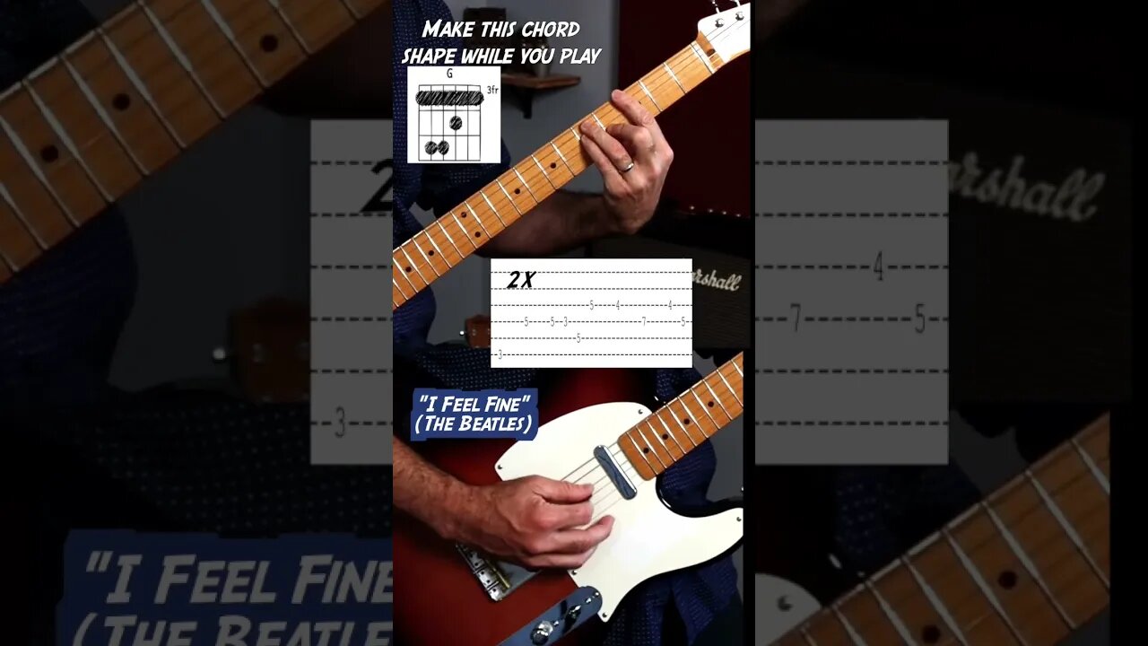I feel fine by the Beatles guitar intro with tabs #shorts