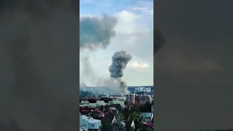 Russian Caliber Strike On A Logistics Center In Lviv, Filled With Western Weapons April 18, 2022.