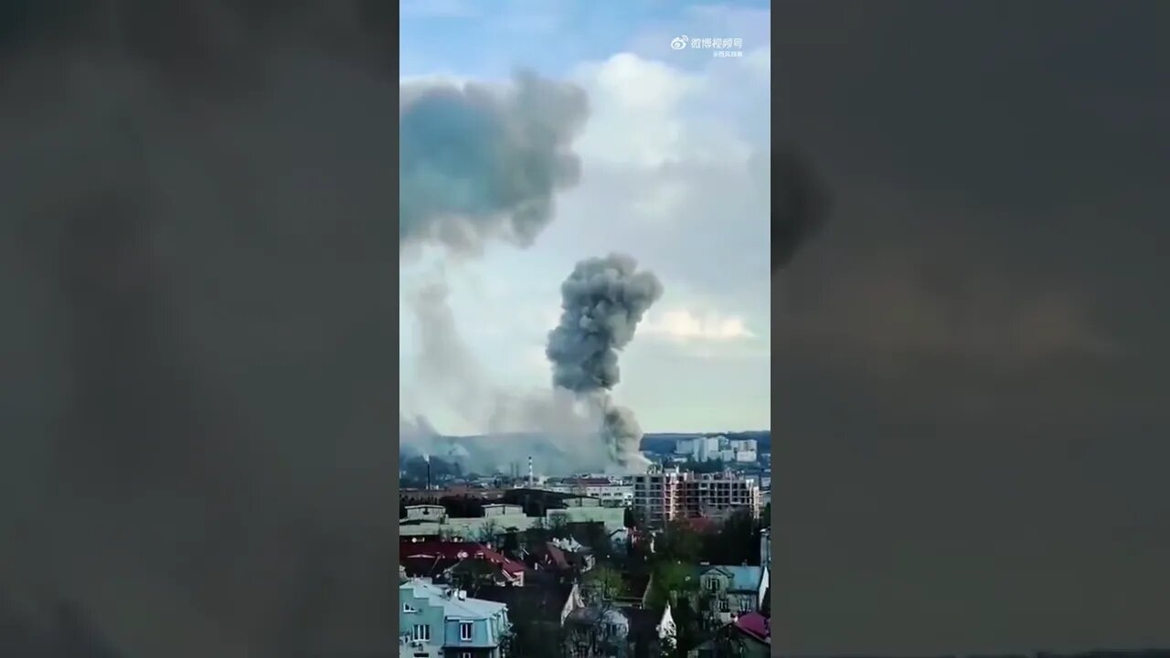 Russian Caliber Strike On A Logistics Center In Lviv, Filled With Western Weapons April 18, 2022.