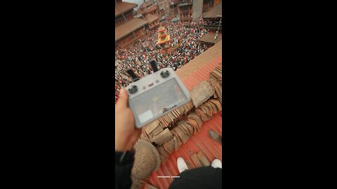 Wonderful: Bird eye view of this year's 1st day of Biska Jatra at Nyatapola Temple, Bhaktapur