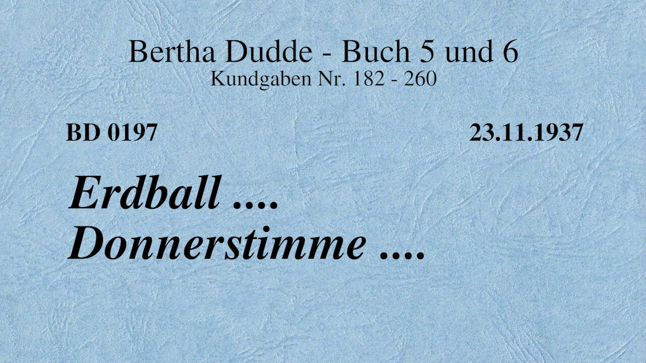 BD 0197 - ERDBALL .... DONNERSTIMME ....