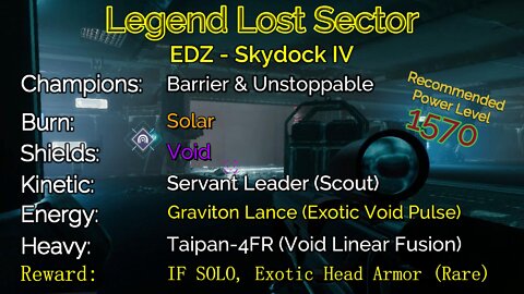 Destiny 2 Legend Lost Sector: EDZ - Skydock IV on my Titan 10-2-22