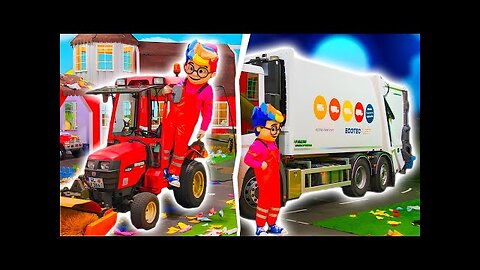 The Kids play with trucks and tractors 💖