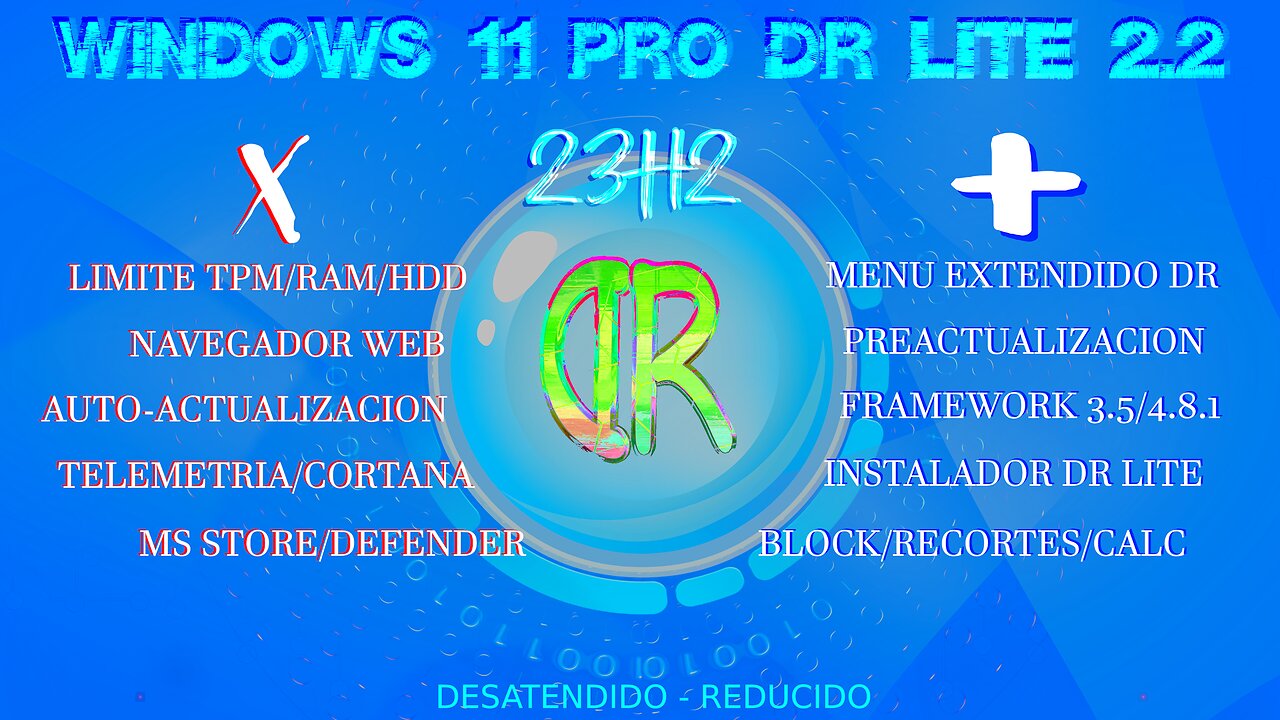 DR Lite 11 Pro 2.2 (23H2 - 22631.3007) Enero 2024 | Instalador en Lote DR Lite