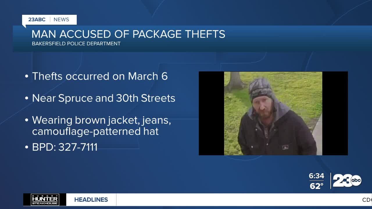 Man accused of package thefts in Bakersfield