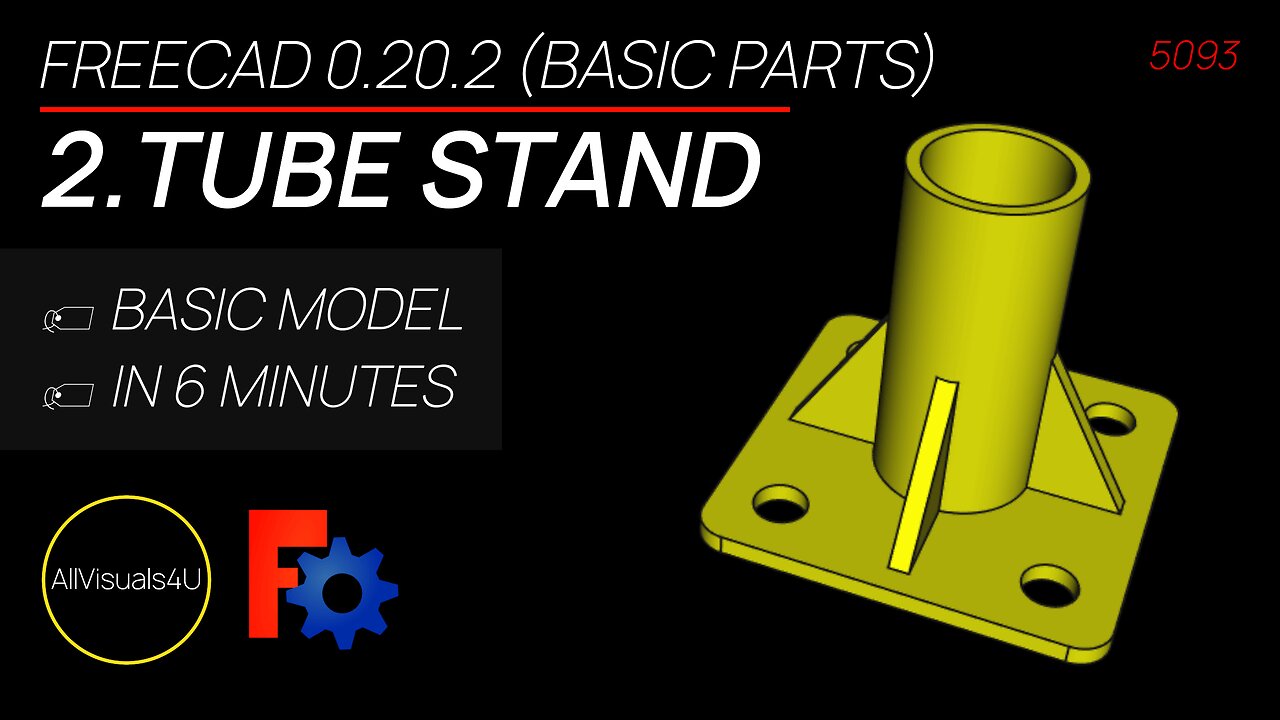 🎓 How To Model This Tube Stand - FreeCAD For Beginners - 3D CAD Free