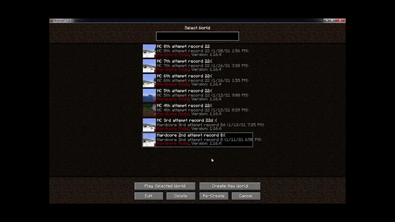 Failed intro - to Hardcore Minecraft